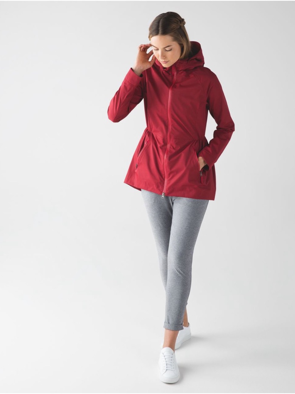 lululemon athletica Red Hooded Utility Jacket